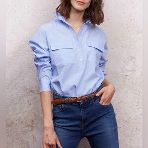 Gerard Darel Cara Poplin Shirt In Blue